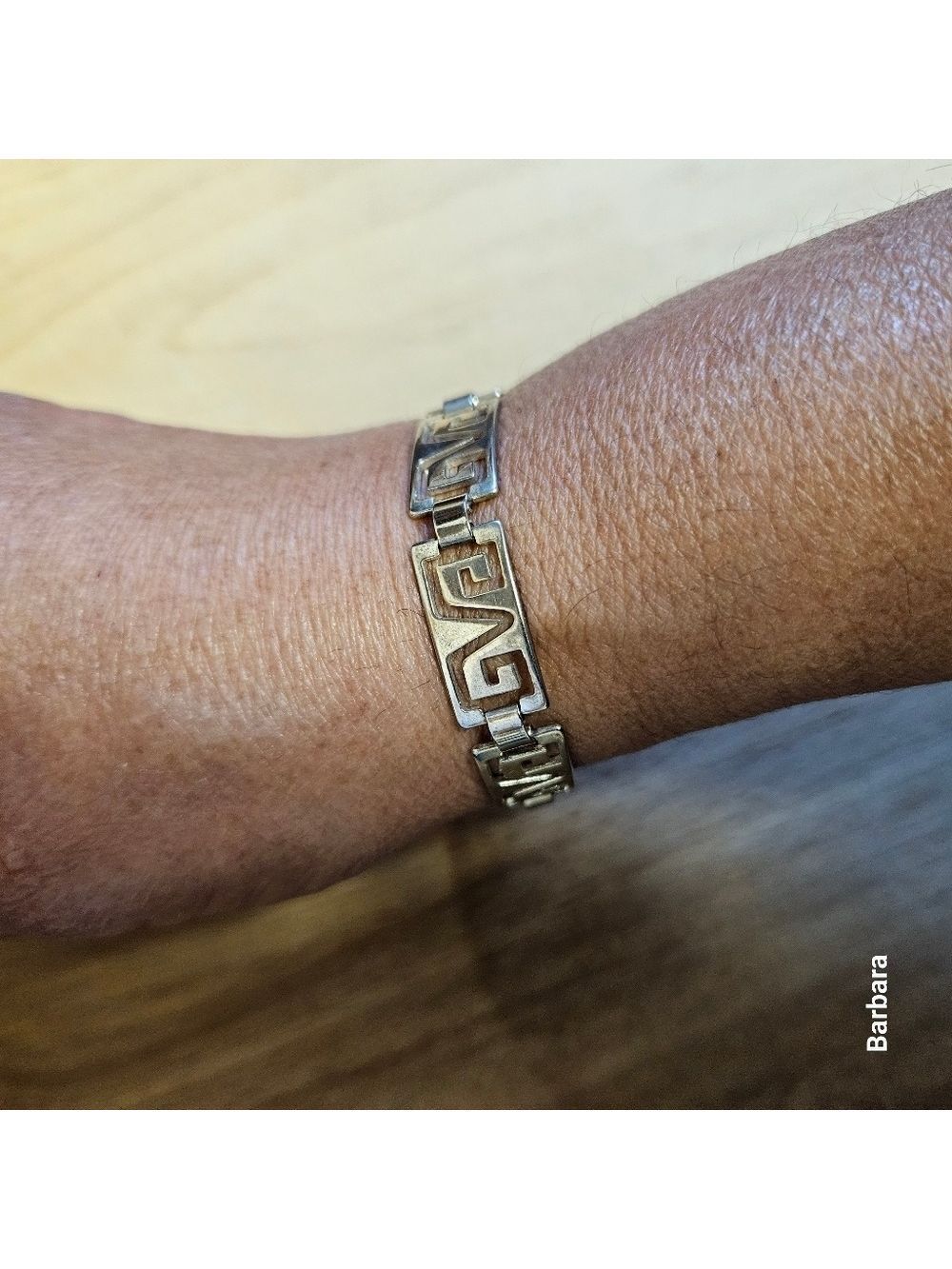 Unisex Flat 925 Sterling Greek Border Design Link Bracelet